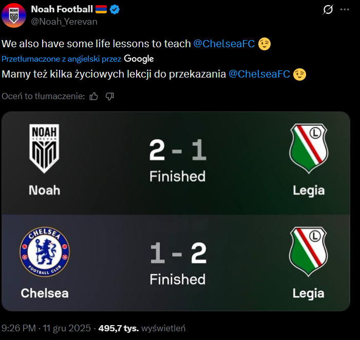 Tak Noah ŻARTUJE sobie po meczu z Legią w LK xD